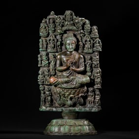 A BRONZE SHAKYAMUNI BUDDHA STELE
