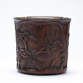 A CARVED BAMBOO BRUSHPOT