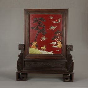 A HARDSTONES INLAID TABLE SCREEN