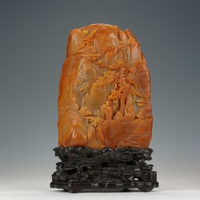 A CARVED TIANHUANG FIGURAL STORY DECORATION