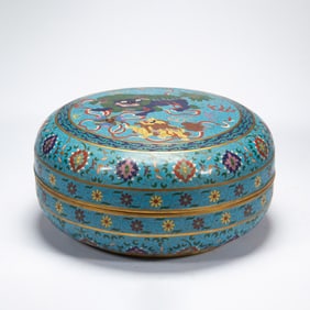 A FINE CLOISONNE ENAMEL POMANDER CASE WITH COVER