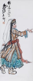 A CHINESE PAINTING OF DANCER SIGNED HUANGZHOU