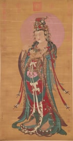 A CHINESE PAINTING OF BODHISATTVA SIGNED WU DAOZI