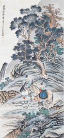 A CHINESE PAINTING OF FIGURAL STORY SIGNED XUCAO
