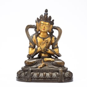 A BRONZE SEATED BODHISATTVA