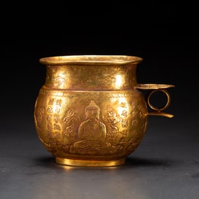 A BRONZE-GILT BUDDHIST STORY JAR