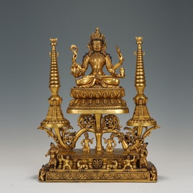 A BRONZE-GILT BODHISATTVA