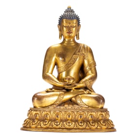 A BRONZE-GILT AMITABHA