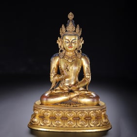 A BRONZE-GILT FIGURE OF BODHISATTVA