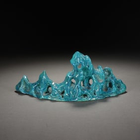 A CHINESE ROBINS EGG BRUSHREST