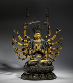 A BRONZE SEATED BODHISATTVA POSSIBLY VAIROCANA