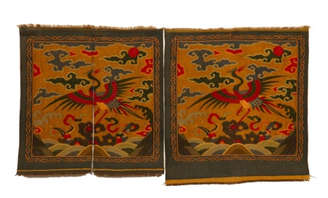 PAIR CHINESE KESI EMBROIDERED RANK BADGES OF PHEASANT BUZI