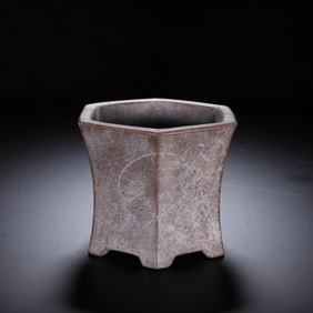 A YIXING GLAZE ZISHA BRUSHPOT