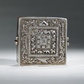 A SILVER PORTABLE SHRINE GAU