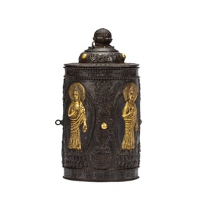 A VERY RARE BRONZE PARTLY GILT ALTER VESSEL