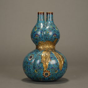 A CLOISONNE ENAMEL CONJOINED DOUBLE GOURDS VASE