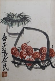 A CHINESE PAINTING OF LYCHEE SIGNED QI BAISHI