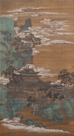 A CHINESE PAINTING OF PALACE SIGNED ZHAO MENGFU
