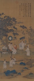 A CHINESE PAINTING OF FIGURAL STORY SIGNED LANG SHINING