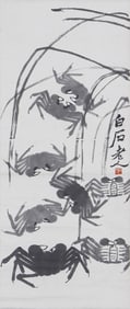 A CHINESE PAINTING OF CRABS SIGNED QI BAISHI