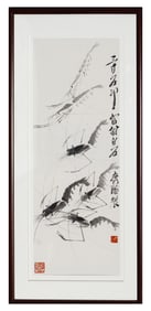 A CHINESE PAINTING OF SHRIMPS SIGNED QI BAISHI