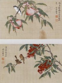 A CHINESE PAINTING OF SEASONAL FRUITS SIGNED YUN SHOUPING