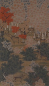 A CHINESE PAINTING OF DEERS GROUP BY ANOUMYOUR