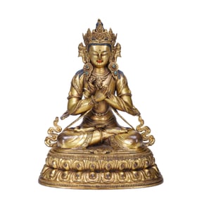 A tibetan bronze-gilt figure of VAJRADHARA