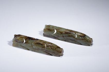 PAIR JADE FIGURES OF PIGS
