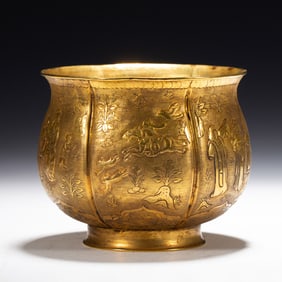 A BRONZE-GILT FIGURAL STORY CENSER