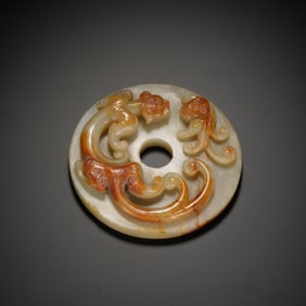 A CARVED JADE CHILONG DISC