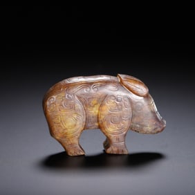 A JADE CARVING OF PIG