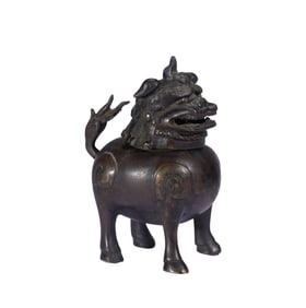 A BRONZE MYTHICAL BEAST INCENSE BURNER LUDUAN
