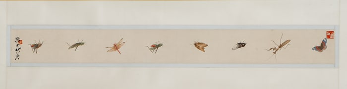 A CHINESE PAINTING OF INSECTS SIGNED QI BAISHI