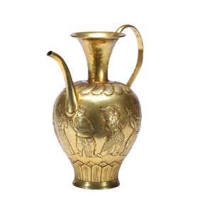 A BRONZE-GILT FIGURAL STORY EWER