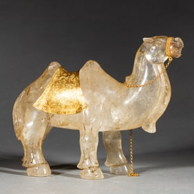 A CARVED ROCK CRYSTAL CAMEL