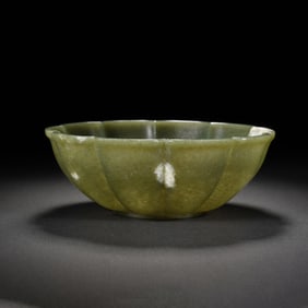 A JADE LOBED BOWL