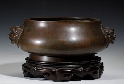 A BRONZE BOMBE CENSER