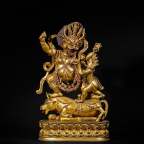 GILDED BRONZE YAMANTAKA STATUE