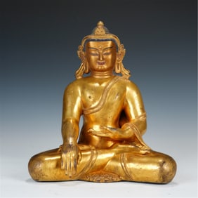 GILT BRONZE SHAKYAMUNI BUDDHA STATUE