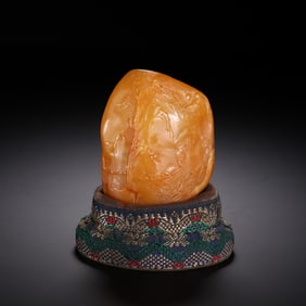 NATURAL-SHAPED SOAP STONE LANDSCAPE ARTIFACT