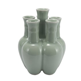 A CELADON GLAZE SIX SPROUTS VASE