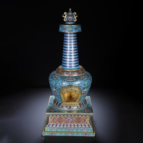 CLOISONNE TIBETAN BUDDHIST STUPA