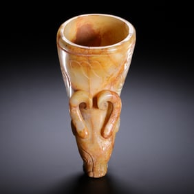CHINESE JADE RAM-HEADED CUP