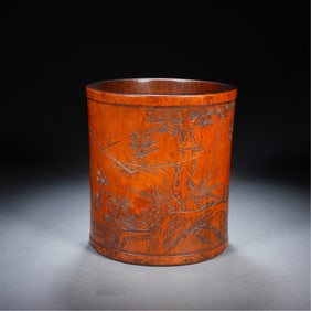 POLISHED WOOD SCHOLAR’S BRUSH POT