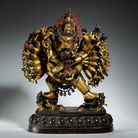 A SINO-TIBETAN BRONZE FIGURE OF YAMANTAKA