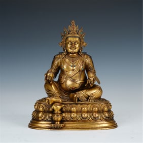 GILDED BRONZE BUDDHIST DEITY STATUE
