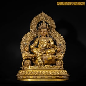 GILDED BRONZE TIBETAN BUDDHIST STATUE