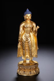 GILDED STANDING BUDDHA STATUE