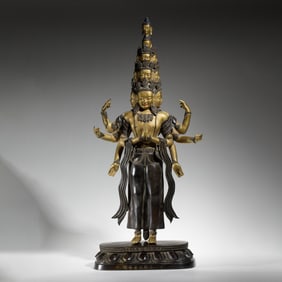 A SINO-TIBETAN BRONZE STANDING AVALOKITESVARA